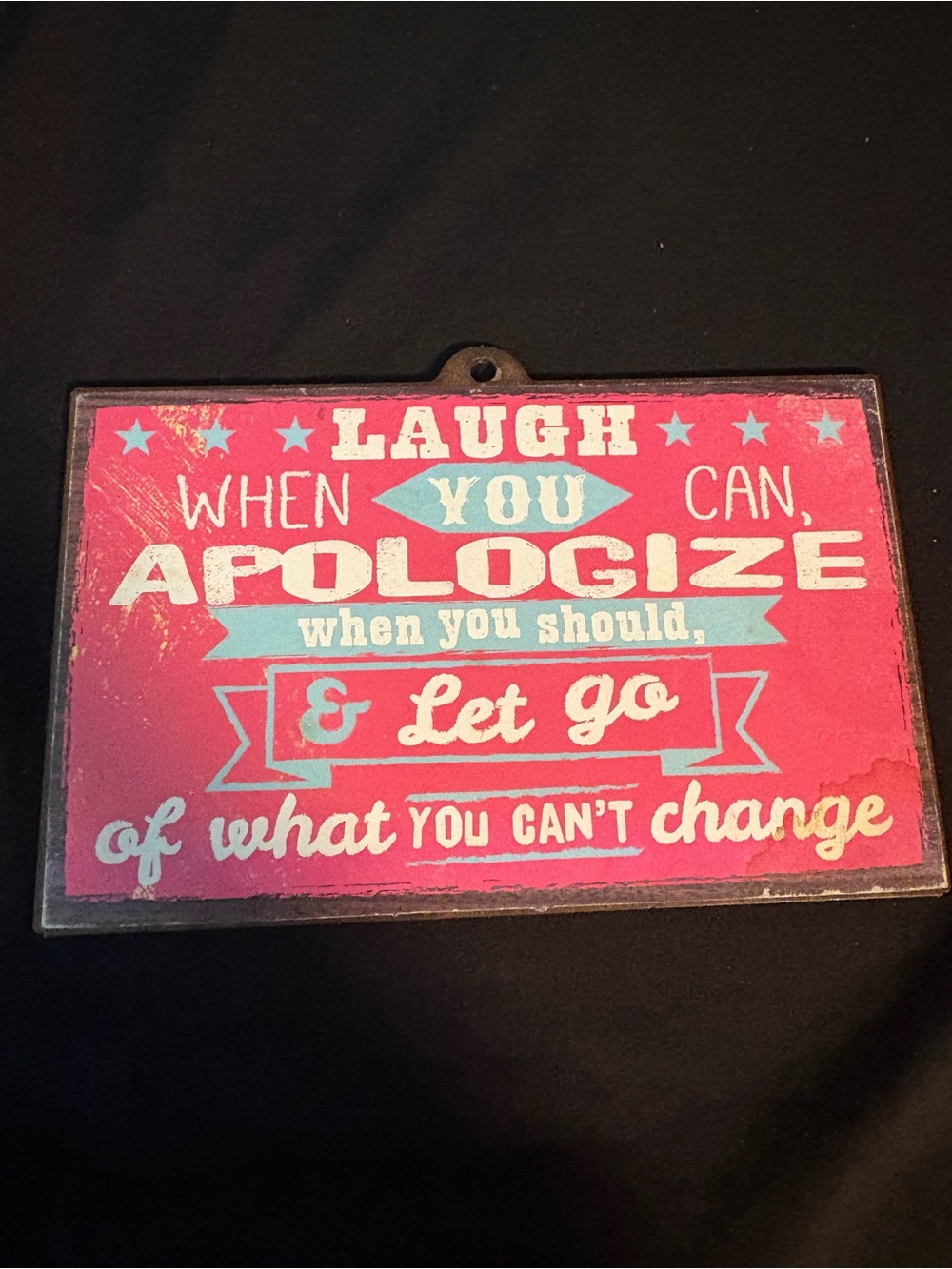 Inspirational Wall Sign - Pink & Turquoise "Laugh When You Can"